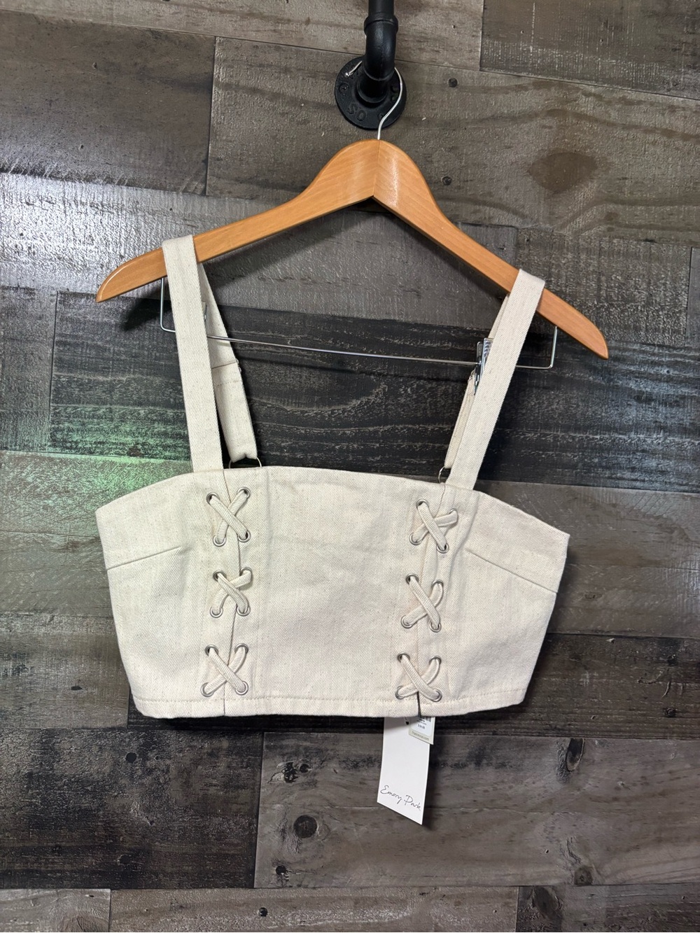 NWT Francesca's Ivory Back zip-Up Bustier Top Adjustable Straps Small